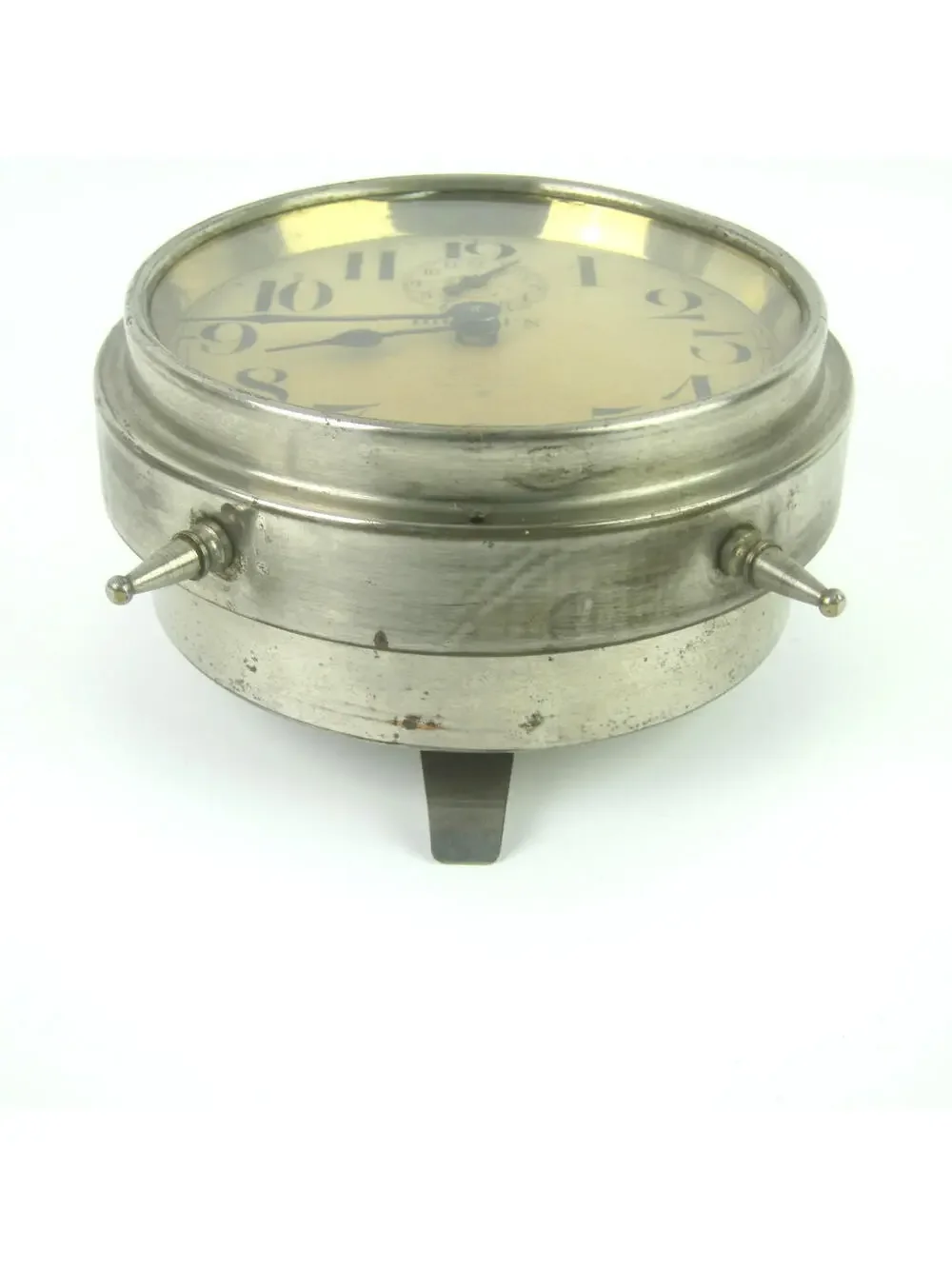 Antique Westclox Big Ben Peg Legs Wind Up Alarm Clock 1910s Nickel Metal Case